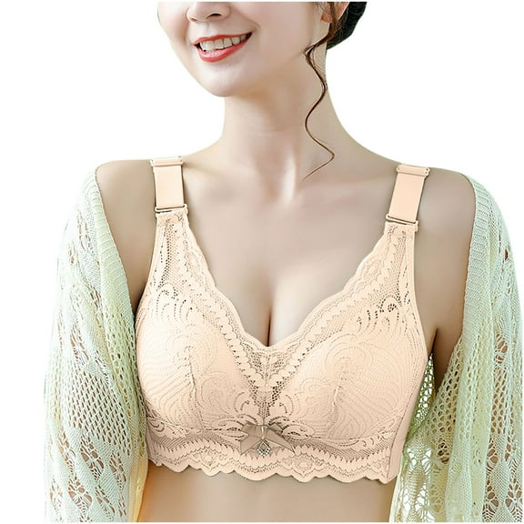Bras for Women GaThRRgYP Woman's Fashion Solid Color Comfortable Lace Bra Underwear Bowknot No Rims