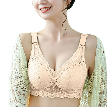 

Borniu Wirefree Bras for Women Plus Size Adjustable Shoulder Straps Lace Bra Wirefreee Extra-Elastic Bra Active Yoga Sports Bras 36B/C/D-44B/C/D Summer Savings Clearance