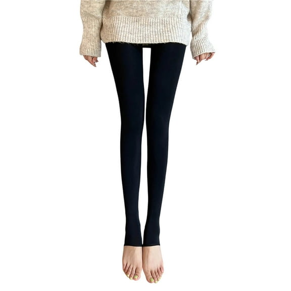 uublik Warm Fleece Lined Tights for Women Pantyhose High Waist Thermal Leggings Warm Winter Tights, Black