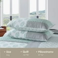 thumbnail image 6 of Bedduvit King Size Quilt Set - 100% Cotton Green Gray Floral Reversible Real-Patchwork Plaid Gift King Quilt Bedspread, Farmhouse Lightweight Coverlet/Bedding Set for All Season, 3-Piece (98"x106"), 6 of 9