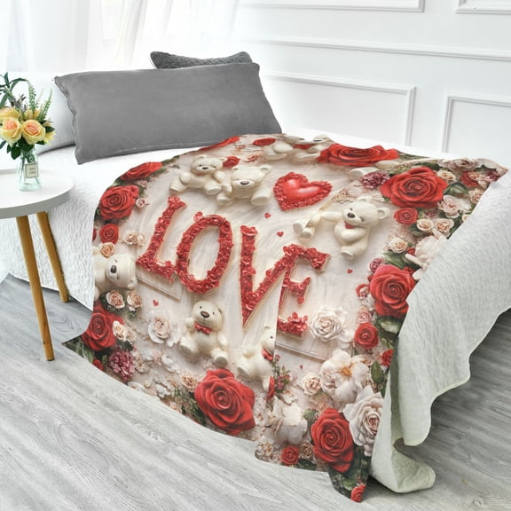 YAZAOO Travel Blanket Camping Blankets Fashion Bears Of Affection Patten