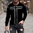 thumbnail image 1 of Blusas y camisas de manga larga con cuello redondo para hombre, blusa informal de manga larga con cuello redondo y estampado de rayas, blusa de poliéster para hombre, 1 of 5