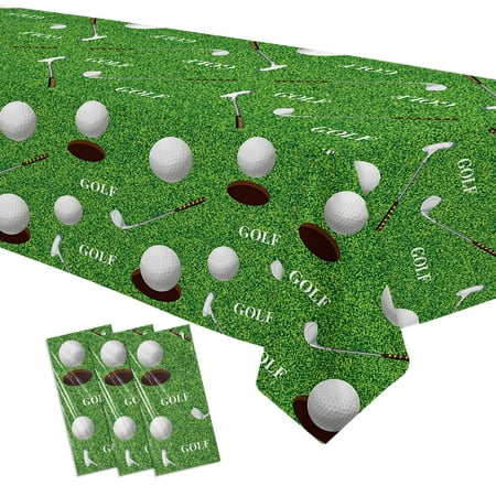 Owelleny Golf Party CORNET Decorations Tablecloth, 3Pcs Disposable Golf Birthday Party Tablecover Supplies, Golf Table Decorations for Golf Lover Baby Shower 1st 2nd Birthday, 55in x 86in