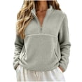 thumbnail image 2 of Caywon Cozy Women's Half Zip Fleece Sweatshirt with Stand Collar and Kangaroo Pocket, Loose Fit Long Sleeve Pullover for Fall and Winter, 2 of 7