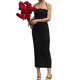 thumbnail image 1 of Fashionable Black Maxi Dress with Halter Neck Made of Milk Silk Showcases Feminine Charm Suitable for Trendy Women Red L, 1 of 4