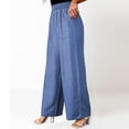 thumbnail image 4 of Aofany Women Casual Trousers Elastic Waist Solid Jeans Loose Wide Leg Long Pants, 4 of 5
