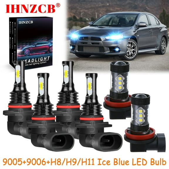 IHNZCB 9005 9006 H8/H9/H11 for Mitsubishi Lancer 2008-2015 Ice Blue Led Headlights Bulb High Low Beam Fog Light,HKL,Y03