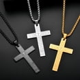 thumbnail image 4 of Collar de Cruz de Acero de Titanio Grueso para Hombre, Dije de Tendencia hip-hop Que No Se Desvanece, Juego a Juego con Escrituras Religiosas, 4 of 7
