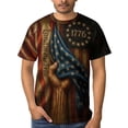 thumbnail image 4 of LAOLIUSN Men’s Patriotic T-Shirt American Flag 1776 “Land of the Free” Vintage Graphic Tee, 3D All Over Print Short Sleeve Crewneck, 88% Polyester 12% Spandex, S-4XL, 4 of 7