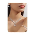 thumbnail image 2 of Conjunto de joyería de boda para dama de honor, conjunto de joyería de plata con diamantes de imitación, collar de cristal para novia, pendientes para mujer, fiesta de graduación, 2 of 5