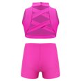 thumbnail image 2 of Linjinx Girls 2PCS Sport Outfits Racerback Crop Top with Booty Shorts Set Ballet Dance Gymnastics Hot Pink 6, 2 of 7