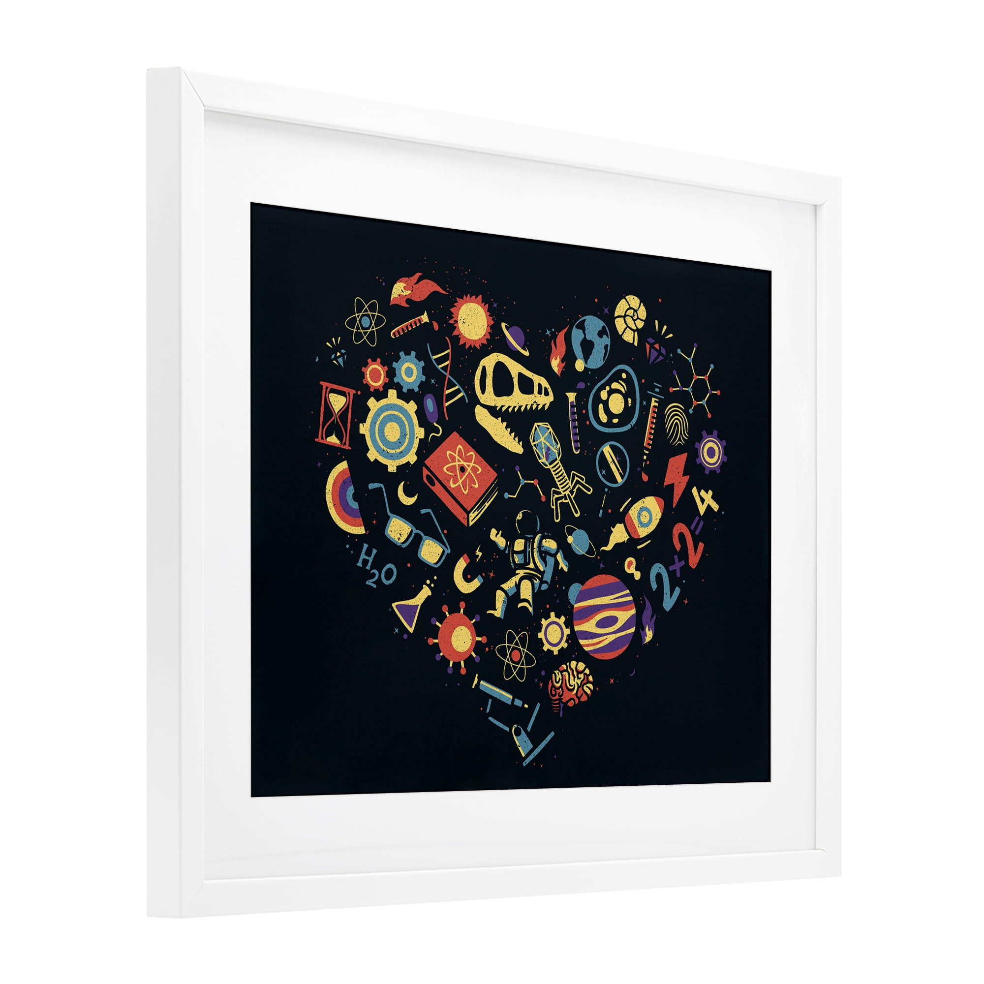 Stupell Industries Retro Science Heart White Framed Print Under Glass, design by Tobe Fonseca