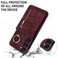 thumbnail image 6 of ELEHOLD for Samsung Galaxy S23 Plus 6.6" Vintage Leather Wallet Case,Practical Card Holders RFID Blocking Zipper Wallet Kickstand Ring Holder Shockproof Anti-Scratch Case for Women Men,Winered, 6 of 8