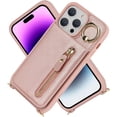 thumbnail image 5 of iPhone 14 Pro Max Case for Women with Card Holder, iPhone 14 Pro Max Phone Case Wallet with Strap,Crossbody Lanyard Cases with Credit Card Slots Kickstand Ring Holder Stand Case,6.7",Rosegold, 5 of 15