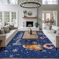 thumbnail image 3 of 6'x9' Area Rugs, Blue Birds Christmas Indoor Outdoor Area Rug for Living Room Bedroom, Xmas Winter Snowflake Washable Bathroom Rugs Kitchen Floor Carpet Mats Home Decor Aesthetic, 3 of 8