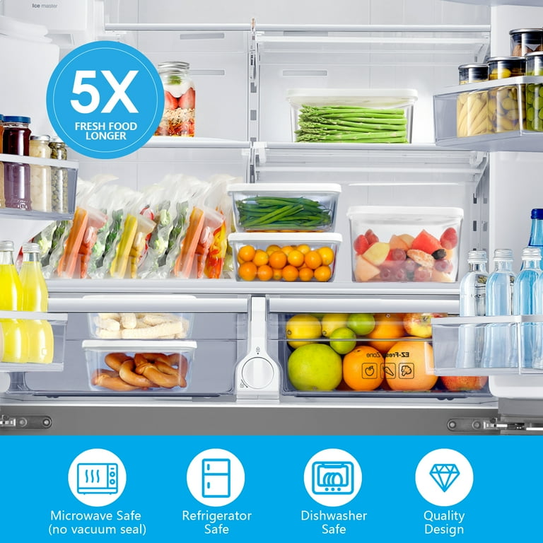 VIXINO 3-Pc Vacuum Sealer Containers for Fridge Organizers