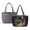 Black - Dragonfly Rose, variant on Dolphin Hibiscus Print Quilted Tote Bag for Women Double Sided Work Bags with Pockets