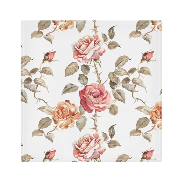 JSTEL Rose Flowers Watercolour Cloth Napkins Set of 1, 20x20 Inch Washable and Reusable Napkin for Decoupage Dinner Party Everyday Use