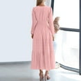 thumbnail image 6 of Qulqfy Long Sleeve Wedding Guest Dresses for Women Pink Maxi V Neck A Line Elastic Waist Tiered Dresses Dresses for Women XL, 6 of 9