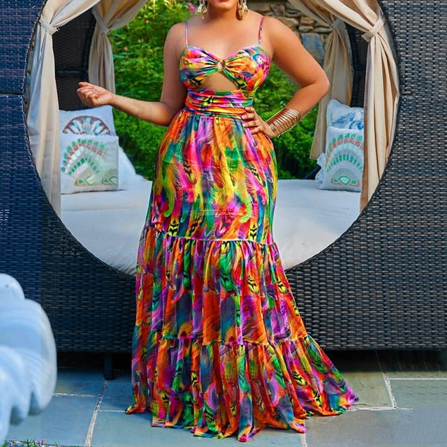 Puntoco Vestidos Mujer Verano Mujer Verano Sin Mangas Bohemio V-Cuello Ocio Vestido De Vacaciones