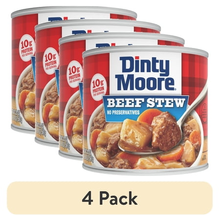 (4 pack) DINTY MOORE Beef Stew with Potatoes and Carrots, Shelf Stable, Serving Per Container 2.5, 20 oz Steel Can