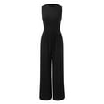 thumbnail image 7 of HXWCHs Solid Jumpsuits for Women Stylish Women's Ribbed Sleeveless Wide Leg Jumpsuit Elegant Dressy Tank Romper for Summer XL Black, 7 of 7