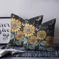 thumbnail image 2 of Sunflowers Rustic 16x16 Pillow Covers Set of 2, Spring Summer Pastoral Flowers Black Throw Pillow Covers Decorative Couch Cushion Case, Microfiber Square Pillowcases for Bedroom Car Living Room, 2 of 7