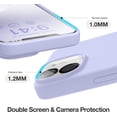 thumbnail image 3 of Silicone Case Designed for Apple iPhone 12 Liquid Silicone Case, 3 in 1 Bundle Phone Case with Clear Tempered Glass and Camera Lens Shockproof Case for Apple iPhone 12,Purple, 3 of 7
