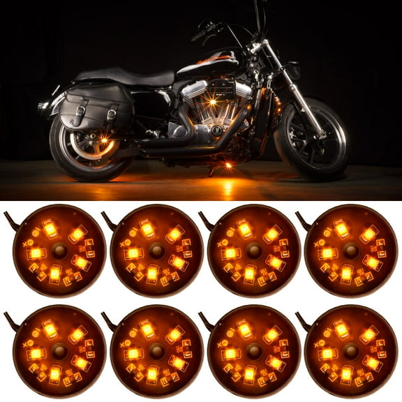 LEDGlow 8pc Orange LED Pod Motorcycle Lighting Kit