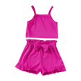 thumbnail image 2 of Agkizg 2PC Solid Sleeveless Tank Top Elastic Waist Bow Shorts Set Cute Summer Outfits (Toddler Girl's or Girl's),2-Piece Set,Sizes 0-18 Months, 2 of 5