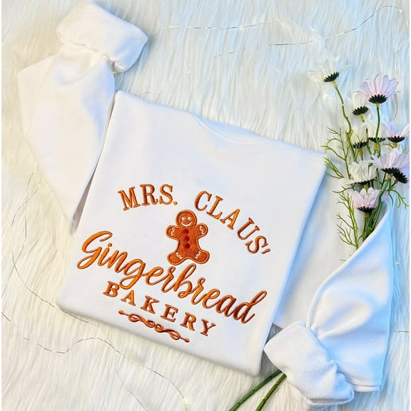 Mrs. Claus Gingerbread Embroidered Sweatshirt