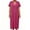 Dark pink, variant on Short Sleeved Women V-neck Casual Loose Knit Dress Lapel Striped Print Straight Knee Sweater Dress