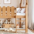 thumbnail image 6 of Bellemave Low Loft Bed with Slide and Lights Strip, Wood Full Size&nbsp;House Roof Low Loft Beds Frame with Storage Shelves, Under Bed Storage, No Box Spring Needed (Natural), 6 of 9