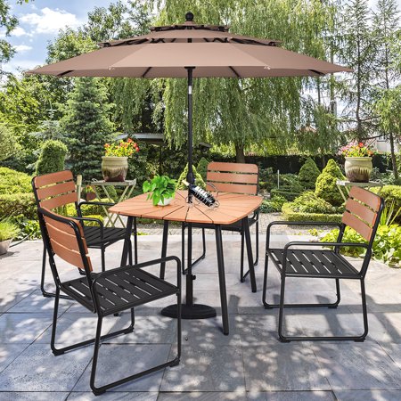 Costway 5pcs Outdoor Patio Dining Table Set Aluminium Frame Armrest Umbrella Hole Garden Walmart Canada