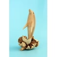 thumbnail image 2 of G6 Collection Wooden Hand Carved Single Dolphin Statue Sculpture Wood Home Decor Fish Figurine Handcrafted Handmade Seaside Tropical Nautical Ocean Coastal Decoration, 2 of 5