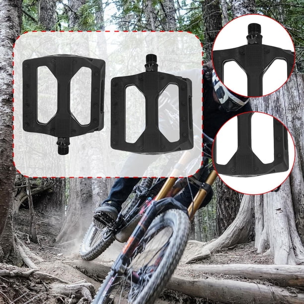 Pedales de bicicleta antideslizantes con reflectores, ligeros, para bicicletas de adultos y de carretera, repuestos universales, pedales planos. Negro