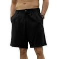 thumbnail image 2 of Franhais Men's Linen Cotton Casual Classic Fit Shorts Flat Front Drawstring Summer Beach Shorts with Pockets, 2 of 5