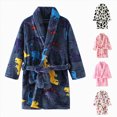 thumbnail image 4 of Gibobby Boys Girls Soft Coral Fleece Bathrobe,Warm Hooded Sleep Robe with Waist Belt,Cute Cartoon Design,for Toddlers Children 2-11Y,Daily Lounge Wear Kids Pajamas,Hot Pink,Size 10-11T, 4 of 4