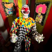 Haunted Hill Farm 5.9 ft Voice & Sound-Sensor Clown on Tricycle Halloween Animatronic, HHTRIBKCLOWN-1FLSA