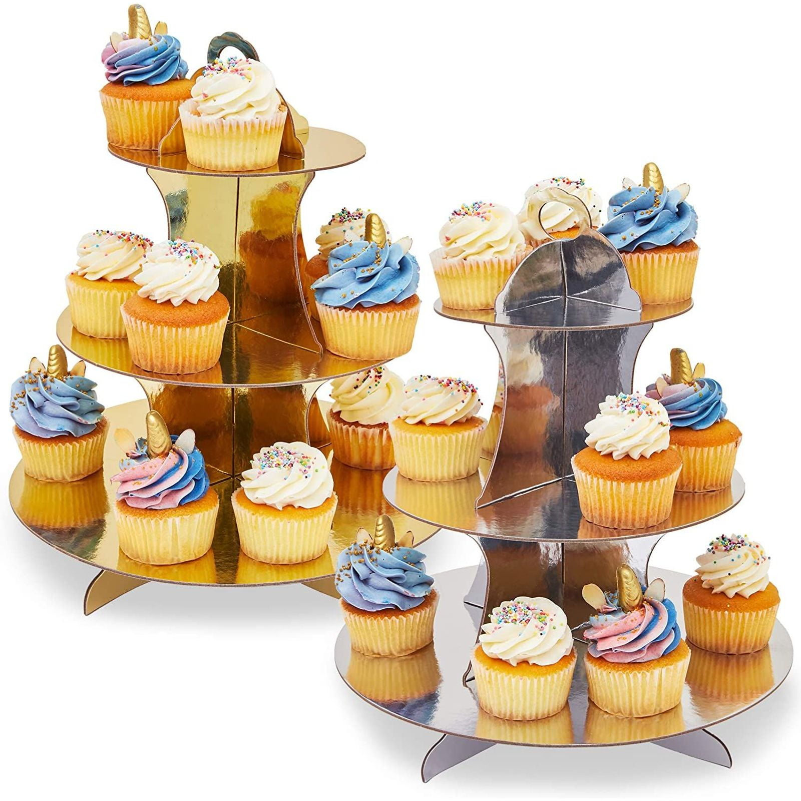 Metallic Gold Silver Cupcake Display Stand 3 Tier Dessert Pastry Tower 