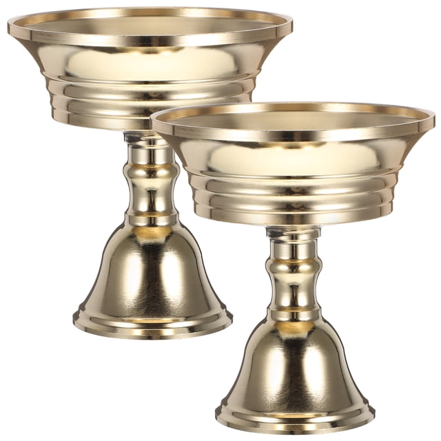 2 portalámparas de cobre para templos y salones budistas. Candelabros de aceite.