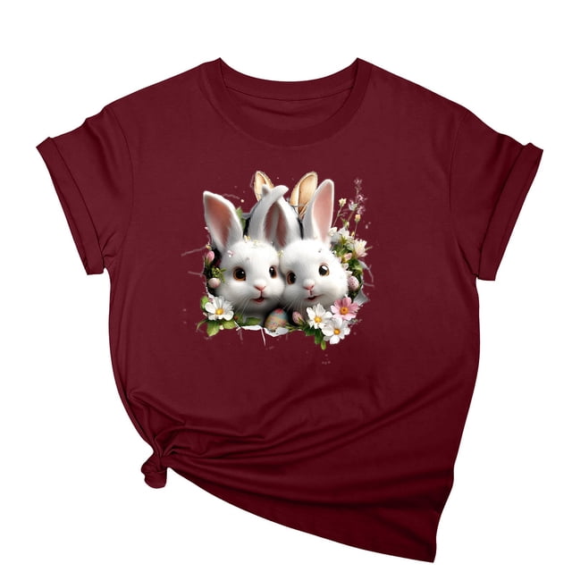 Tops de Cuello Alto para las Mujeres Amante Impreso Camiseta Cuello Redondo Manga Corta, Poliéster Spandex