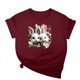 thumbnail image 1 of Tops de Cuello Alto para las Mujeres Amante Impreso Camiseta Cuello Redondo Manga Corta, Poliéster Spandex, 1 of 7