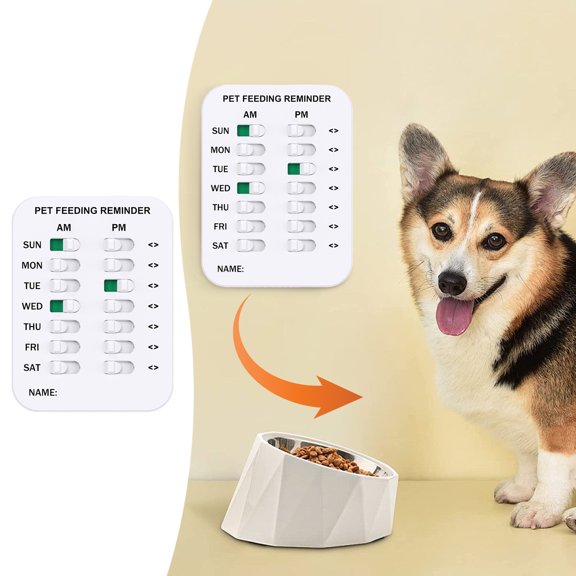 Pet Care Reminder Device for Cats and Dogs - Feeding Schedule Flip Sign Clip Indoor Pet Feeding Record Station for Cats and Dogs