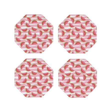 

Tideii Cute Watermelon for Leather Coasters 4 Pieces Anti-fouling and Anti-scalding Decorative Coasters Suitable for Restaurants Kitchens Coffee Shops-Octagon