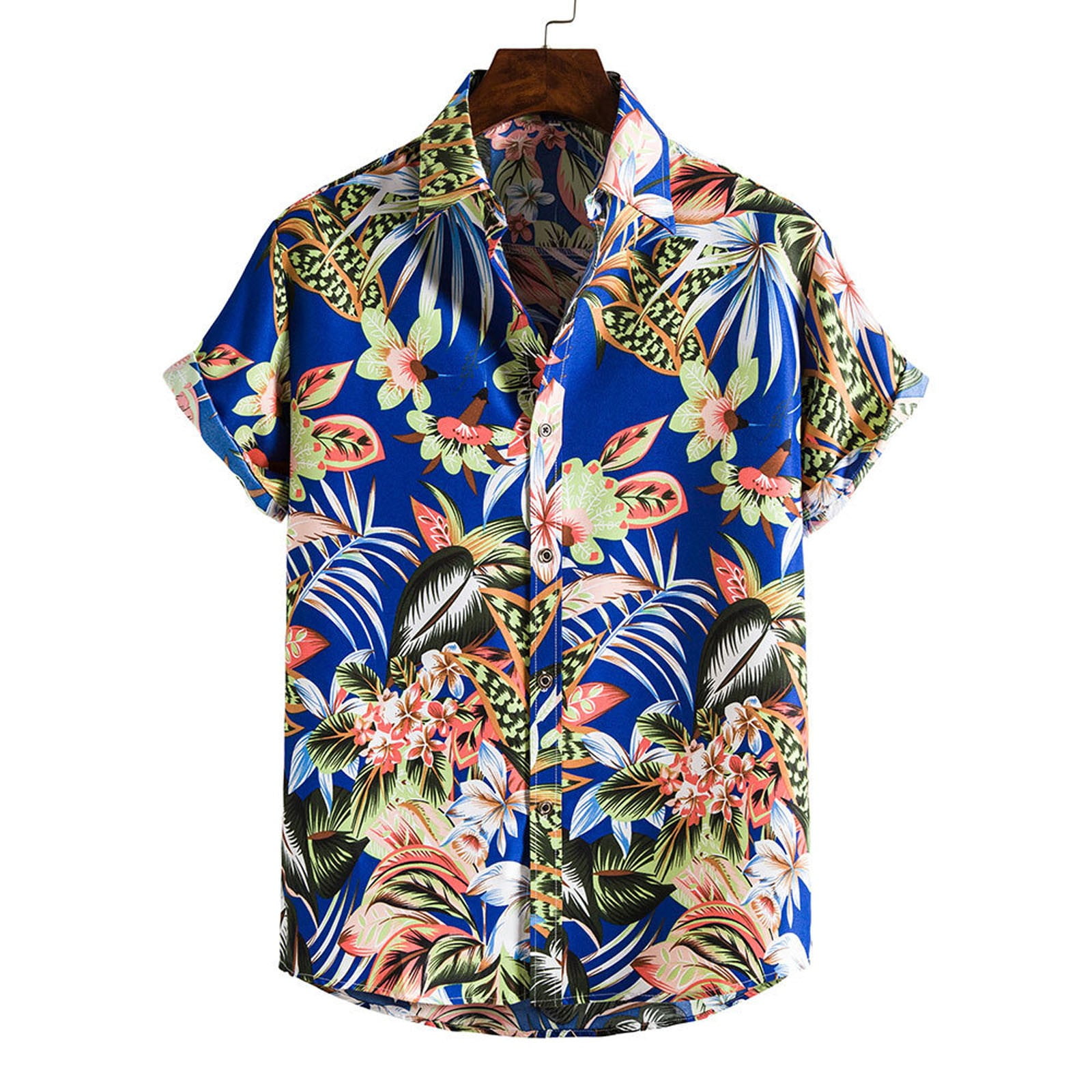 Mens T Shirts,Men's Hawaiian Shirt Short Sleeves Printed Button Down ...
