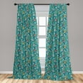 thumbnail image 4 of Ambesonne Starfish Curtains, Mermaids Underwater Shells, Pair of 28"x63", Teal Multicolor, 4 of 4