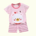 thumbnail image 3 of Favoffer 2PC Summer Baby Boy & Toddler Girl Cartoon Animal Print Short Sleeve T-Shirt + Shorts Outfit Set, Breathable for Daily Home Travel Party 6M-6Y, 3 of 4
