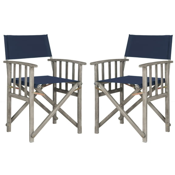 Safavieh Laguna Outdoor Patio Director Chair, Set of 2 - Grey/Navy