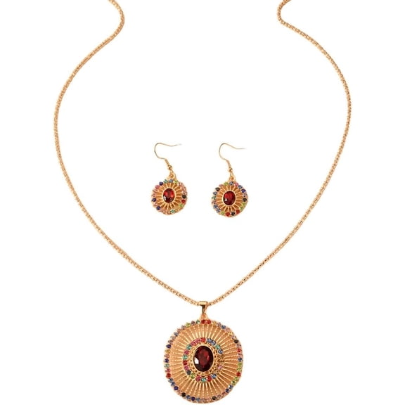 Zephyriana Exquisite Jewelry Set Bride Wedding Jewelry for Women Oval Teardrop Rhinestone Imitation Crystal Collar Necklace Pierced Dangle Earrings Set for Prom Party